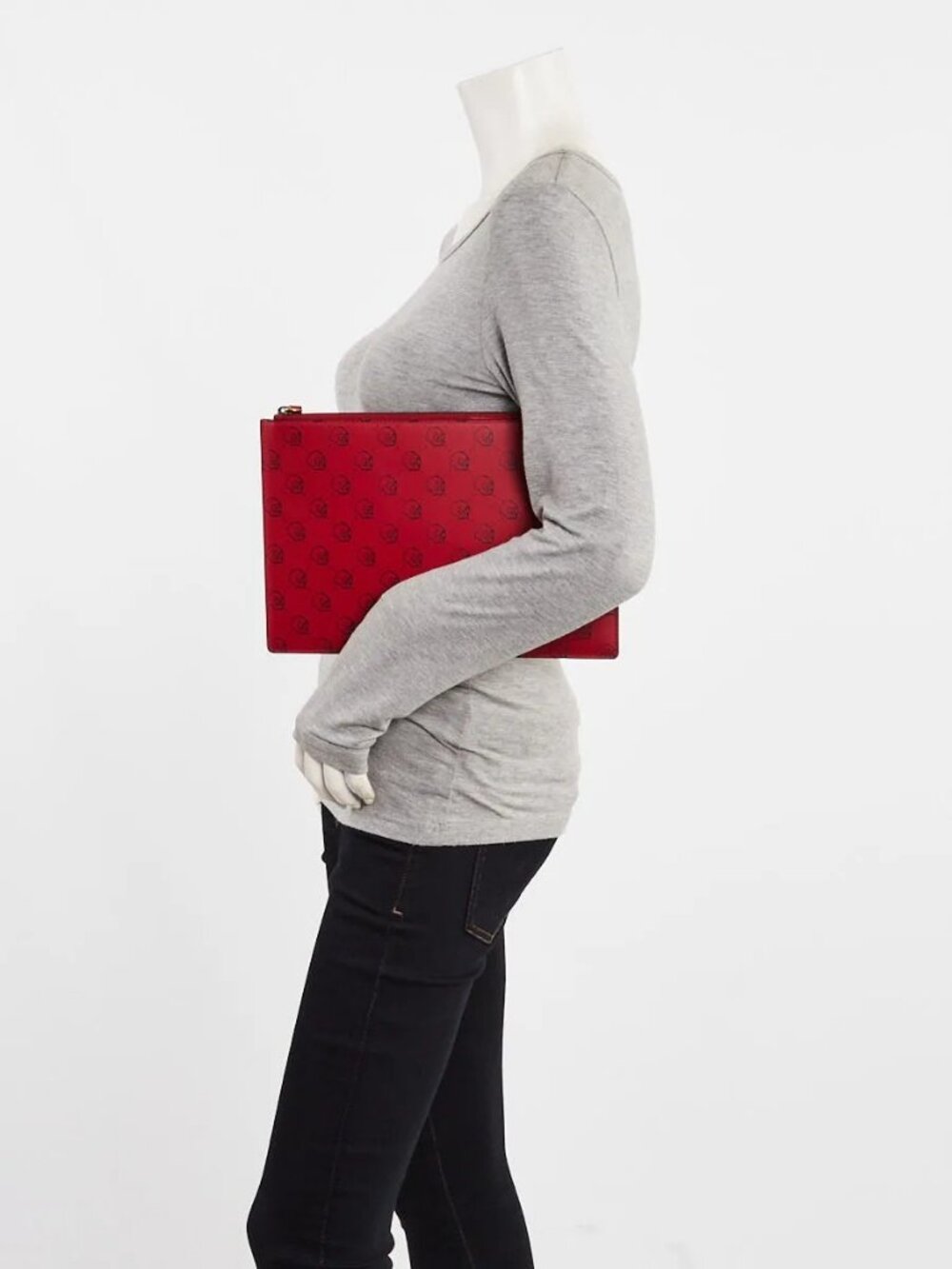 Gucci Red Leather Ghost Skull Zip Pochette
